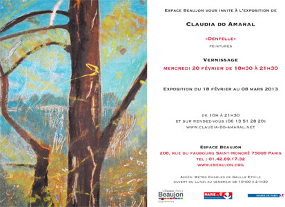 Claudia do Amaral -- Invitation exposition 'Dentelle' - Espace Beaujon Paris 8e - F�vrier 2013